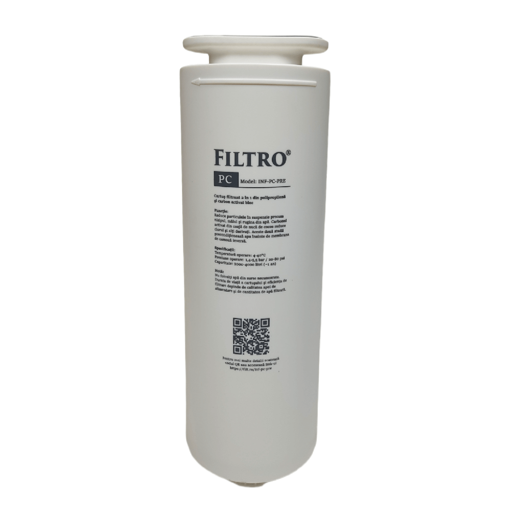 Cartus filtrare FILTRO INFINITY-PPC, 2 in 1 polipropilena si carbune activat, stadiul 1, montare twist pentru sistem DF600G