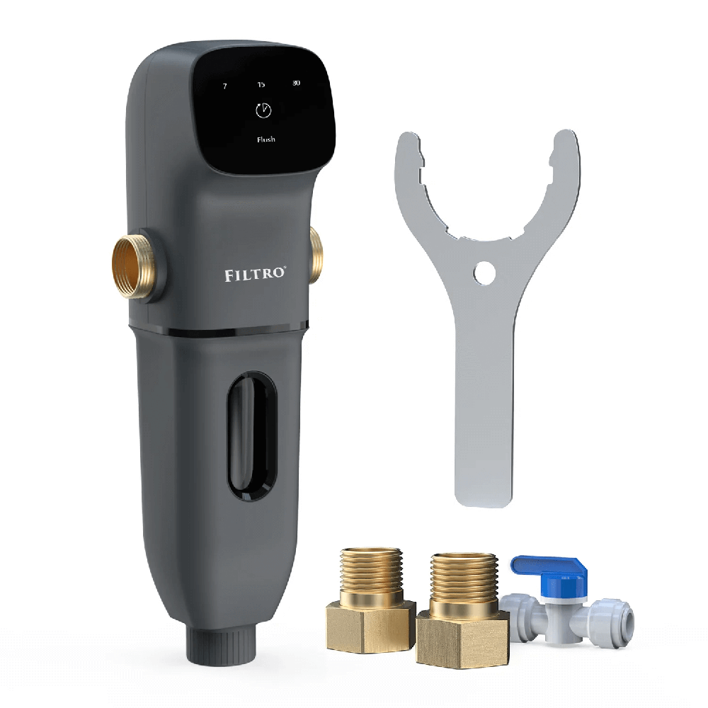 Prefiltru cu purjare automata FILTRO Protector 800, sita inox 40 microni, conexiune 1 inch, purjare programabila la 7/15/30 zile