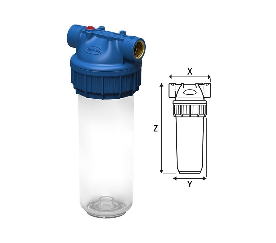 Carcasa filtrare transparenta FILTRO Single CPP3P, conexiune alama 1