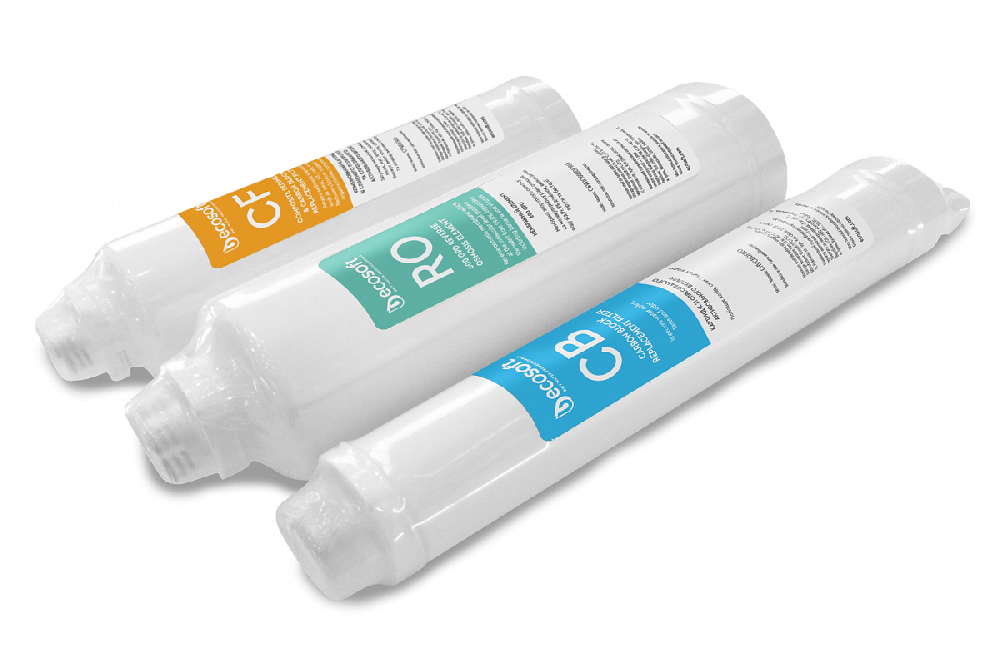 Postfiltru cu carbune activat bloc Ecosoft CHVCBDFRO, sistem twist, compatibil osmoza inversa Ecosoft Cross90
