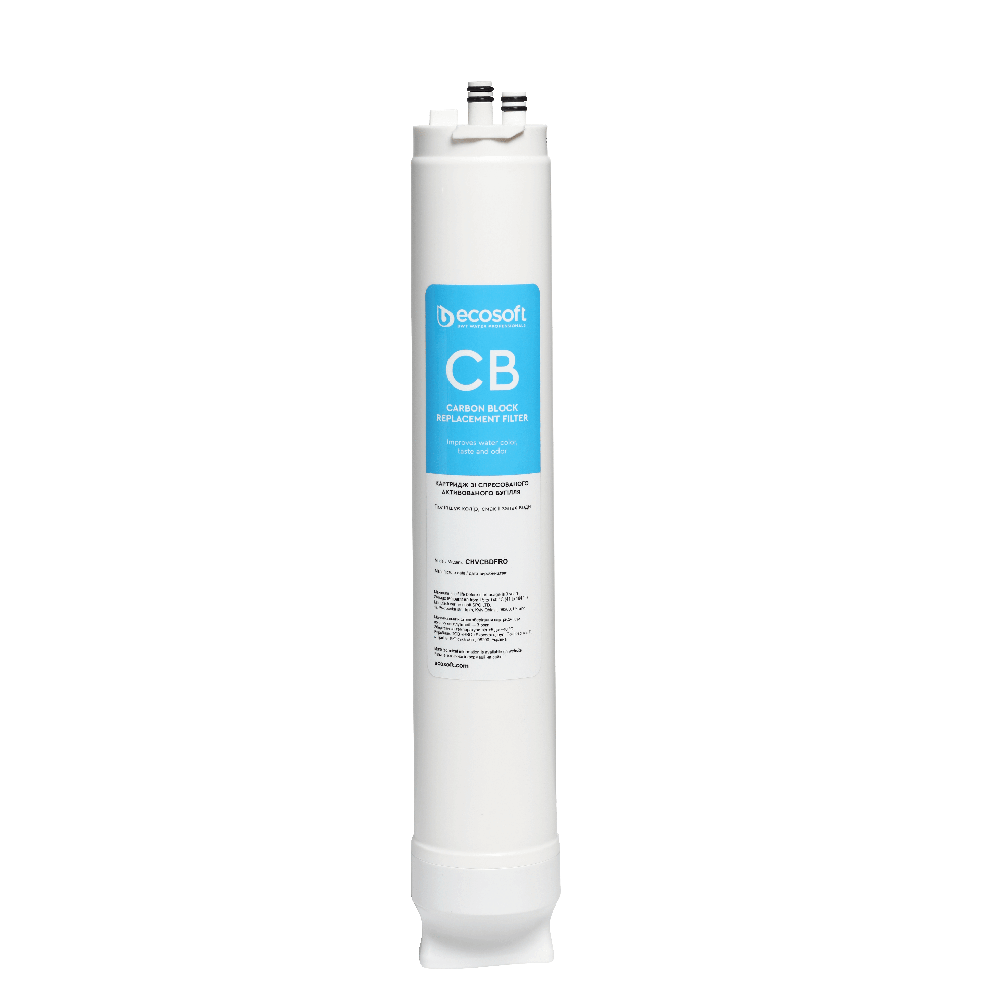 Postfiltru cu carbune activat bloc Ecosoft CHVCBDFRO, sistem twist, compatibil osmoza inversa Ecosoft Cross90