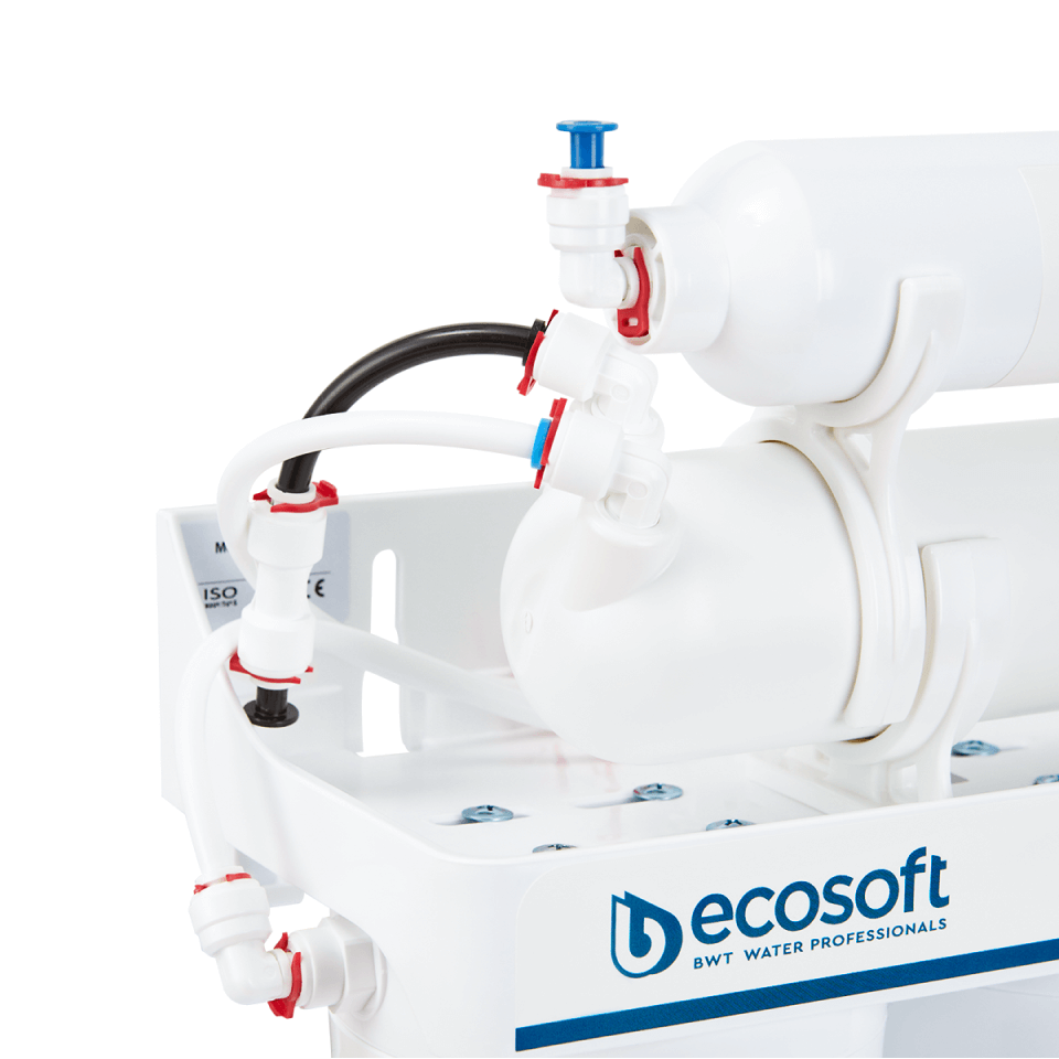 Sistem de osmoza inversa Ecosoft Standard, 5 stadii de filtrare, membrana 50 GPD, cartus de remineralizare si bazin de stocare inclus