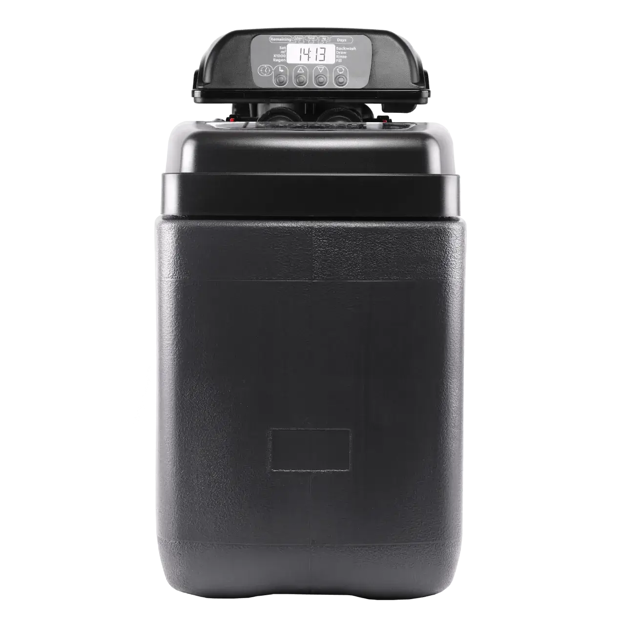 Dedurizator apa cabinet FILTRO Blue 100, valva Clack DV 1 inch, 10 litri rasina Dowex, debit 1.2 m3/h, regenerare volumetrica sau temporizata, inaltime 47 cm