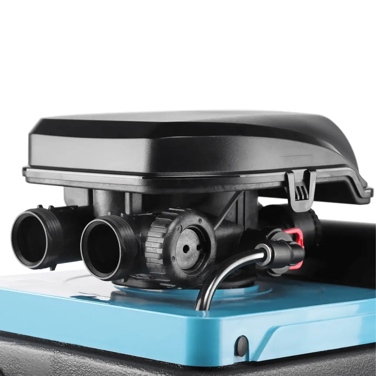 Dedurizator apa cabinet FILTRO Blue 100, valva Clack DV 1 inch, 10 litri rasina Dowex, debit 1.2 m3/h, regenerare volumetrica sau temporizata, inaltime 47 cm