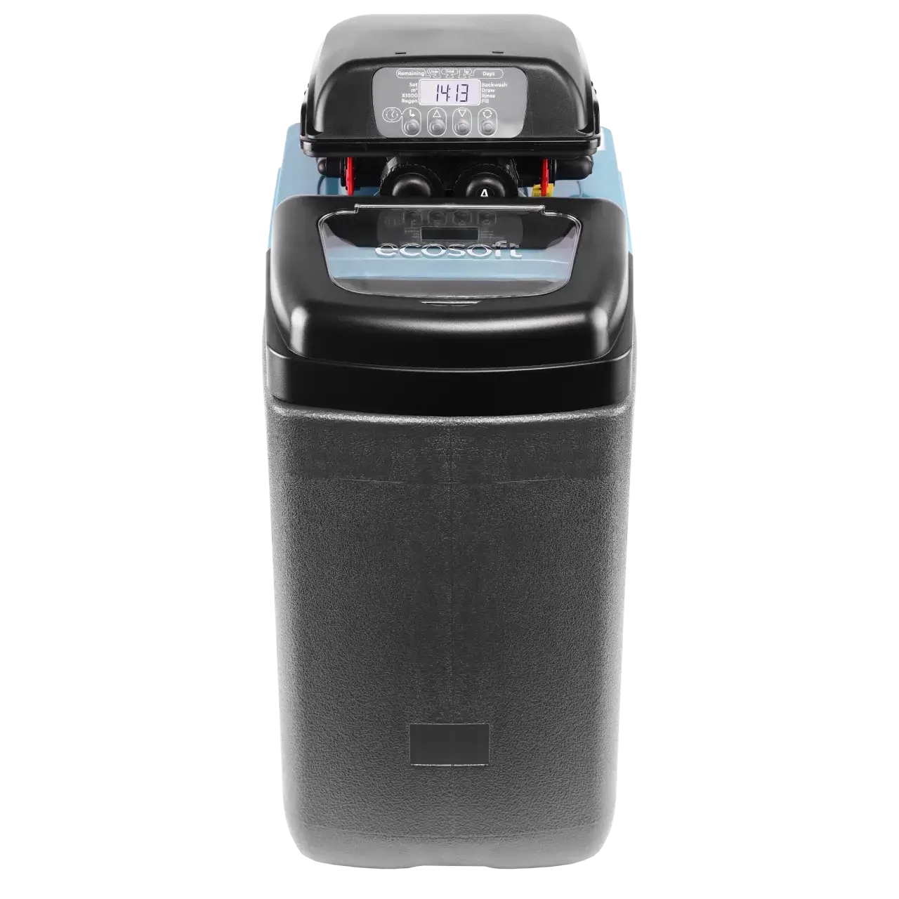Dedurizator apa cabinet FILTRO Blue 150, valva Clack DV 1 inch cu regenerare timp/volum, 15 litri rasina, debit 1.5 m3/h, inaltime 54 cm, capacitate dedurizare 2.4 m3