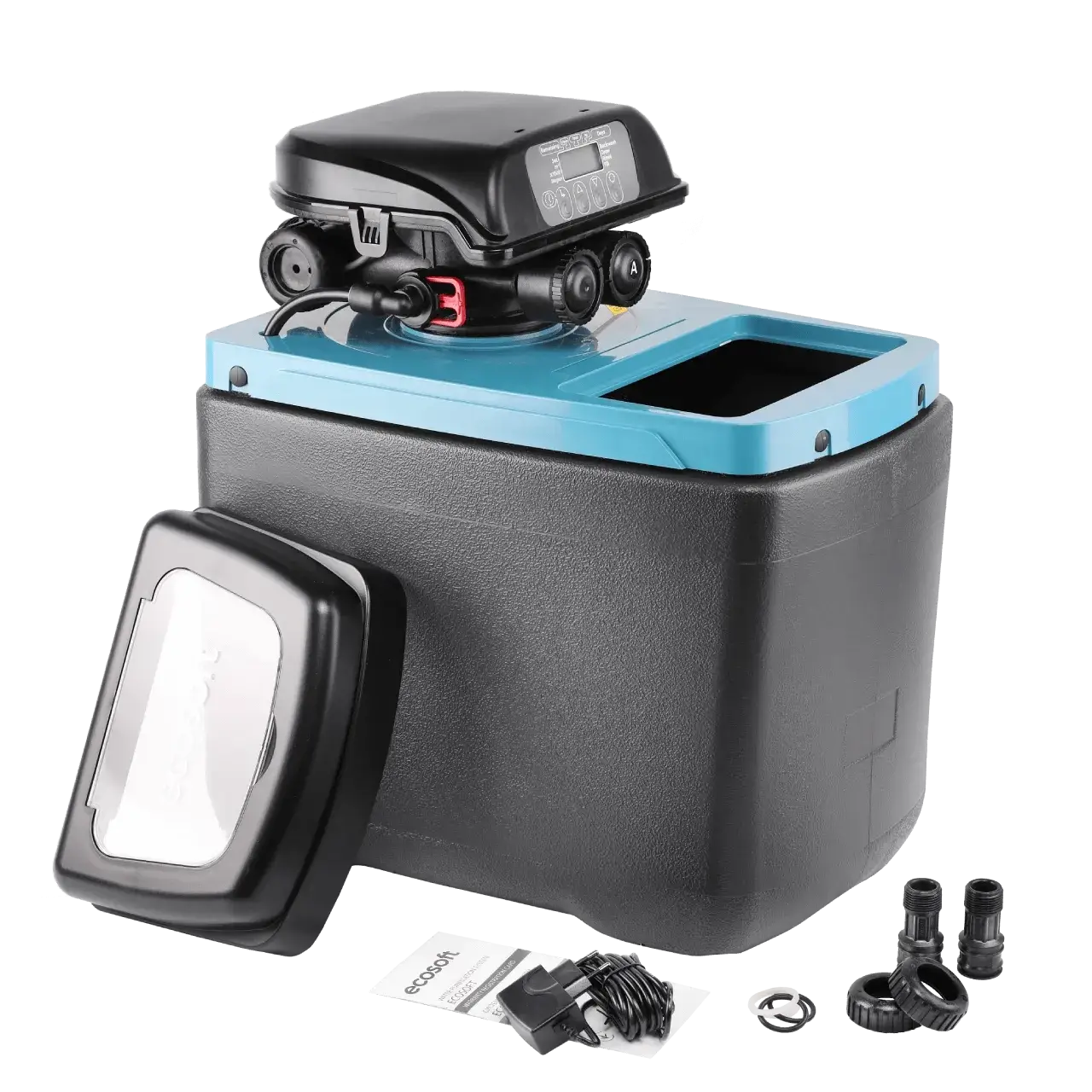 Dedurizator apa cabinet FILTRO Blue 150, valva Clack DV 1 inch cu regenerare timp/volum, 15 litri rasina, debit 1.5 m3/h, inaltime 54 cm, capacitate dedurizare 2.4 m3