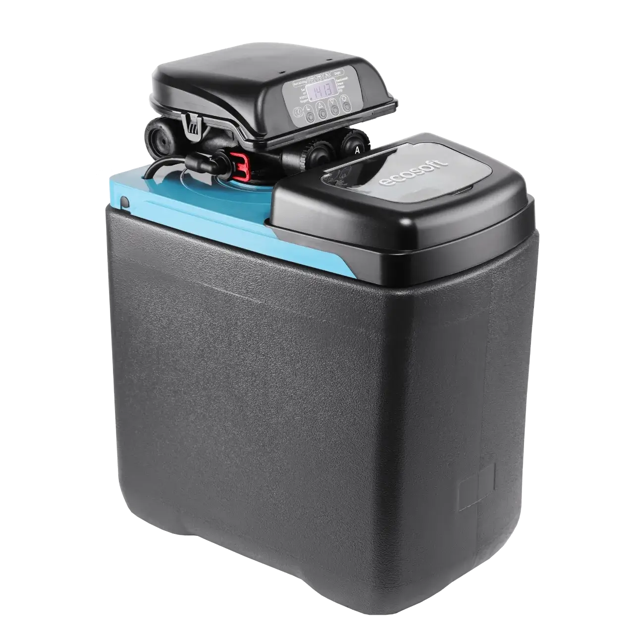 Dedurizator apa cabinet FILTRO Blue 150, valva Clack DV 1 inch cu regenerare timp/volum, 15 litri rasina, debit 1.5 m3/h, inaltime 54 cm, capacitate dedurizare 2.4 m3