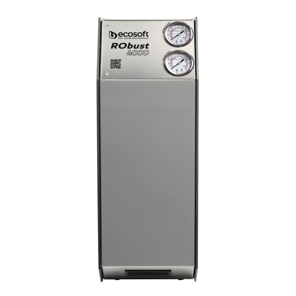 Sistem osmoza inversa profesionala Ecosoft ROBUST 4000, debit 180 litri/ora, 2 membrane de 500 GPD, pompa booster inclusa