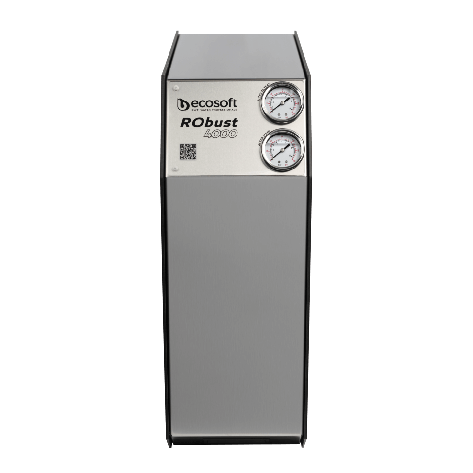 Sistem osmoza inversa profesionala Ecosoft ROBUST 4000, debit 180 litri/ora, 2 membrane de 500 GPD, pompa booster inclusa