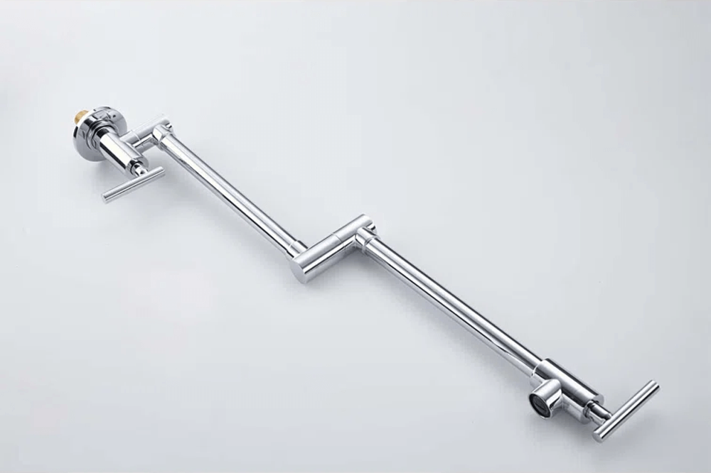 Baterie pentru umplere oale Premier Wall Chrome, montare in perete cu o cale, pipa pivotanta extensibila 61 cm, cartus ceramic monocomanda, finisaj cromat lucios din inox