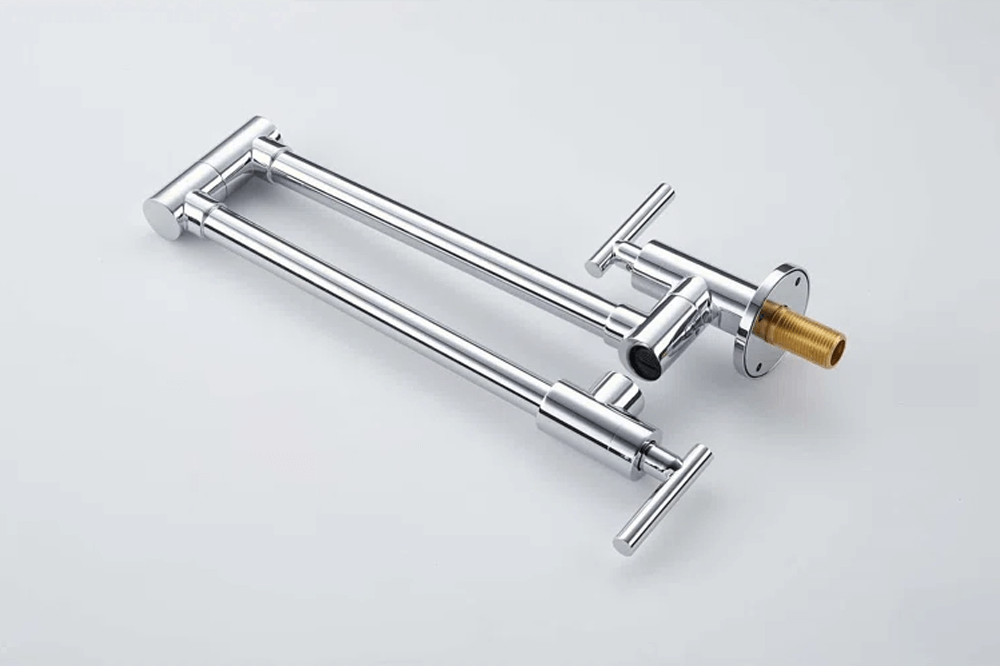 Baterie pentru umplere oale Premier Wall Chrome, montare in perete cu o cale, pipa pivotanta extensibila 61 cm, cartus ceramic monocomanda, finisaj cromat lucios din inox