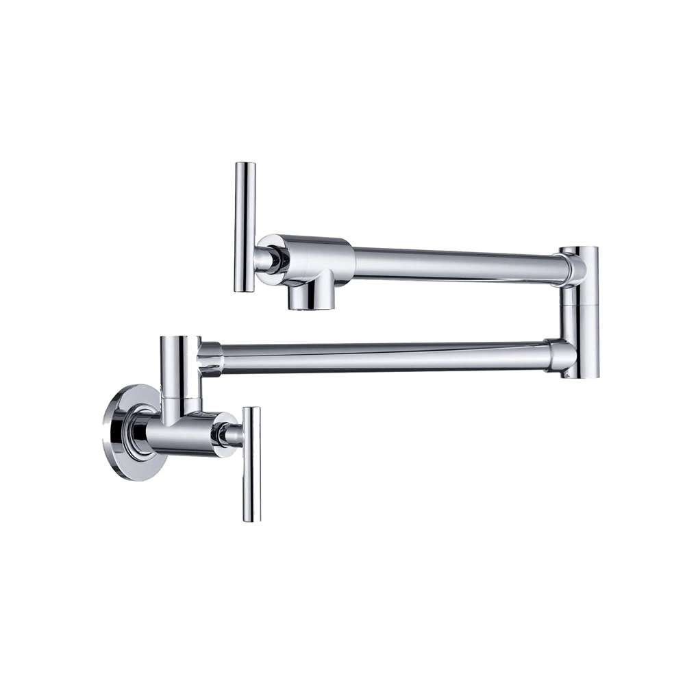 Baterie pentru umplere oale Premier Wall Chrome, montare in perete cu o cale, pipa pivotanta extensibila 61 cm, cartus ceramic monocomanda, finisaj cromat lucios din inox