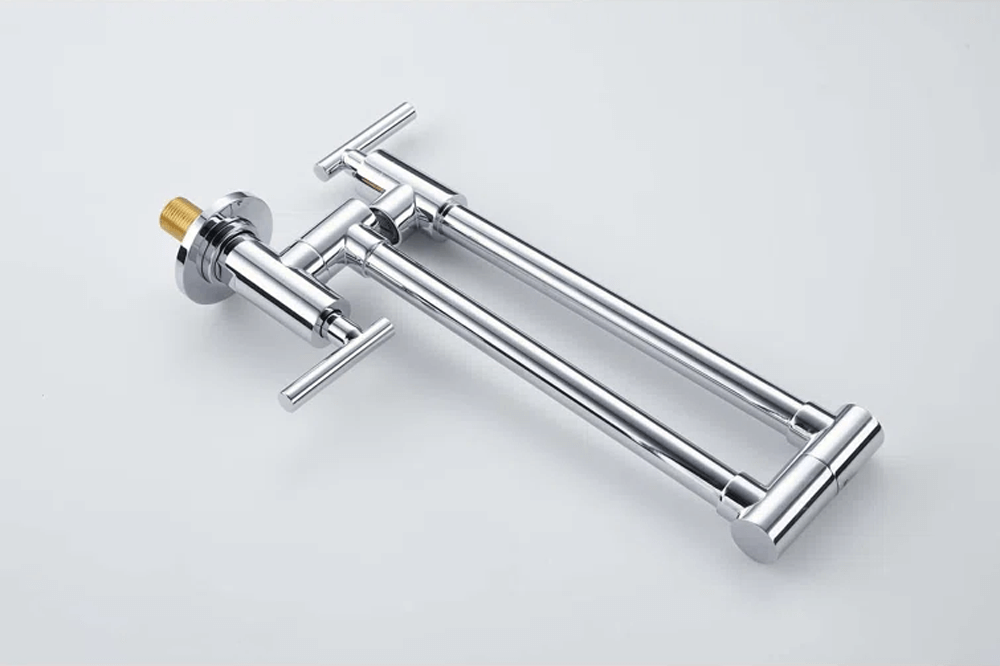 Baterie pentru umplere oale Premier Wall Chrome, montare in perete cu o cale, pipa pivotanta extensibila 61 cm, cartus ceramic monocomanda, finisaj cromat lucios din inox