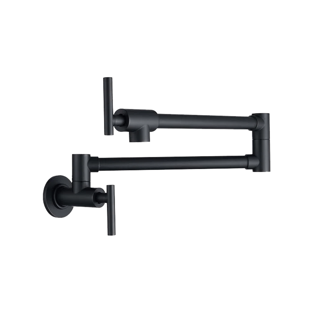 Baterie bucatarie pentru umplere oale Premier Wall Black, montare in perete, pipa pivotanta 180 grade extensibila 61 cm, monocomanda, finisaj negru mat, cartus ceramic