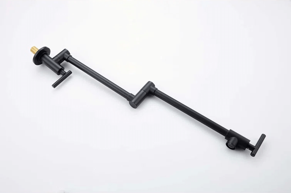 Baterie bucatarie pentru umplere oale Premier Wall Black, montare in perete, pipa pivotanta 180 grade extensibila 61 cm, monocomanda, finisaj negru mat, cartus ceramic