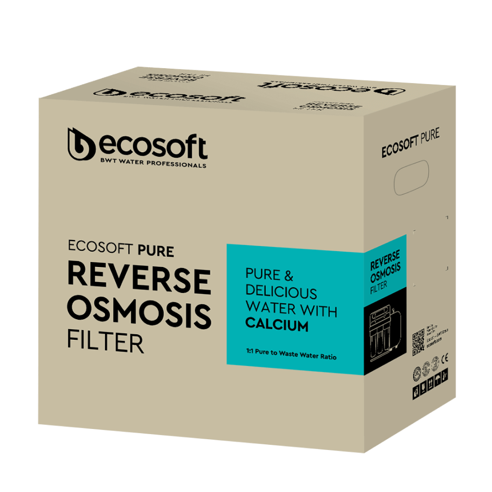 Sistem de osmoza inversa Ecosoft AquaCalcium Mint PRO, 6 stadii de filtrare, 75 GPD, pompa booster inclusa, remineralizare cu calciu si bazin de stocare