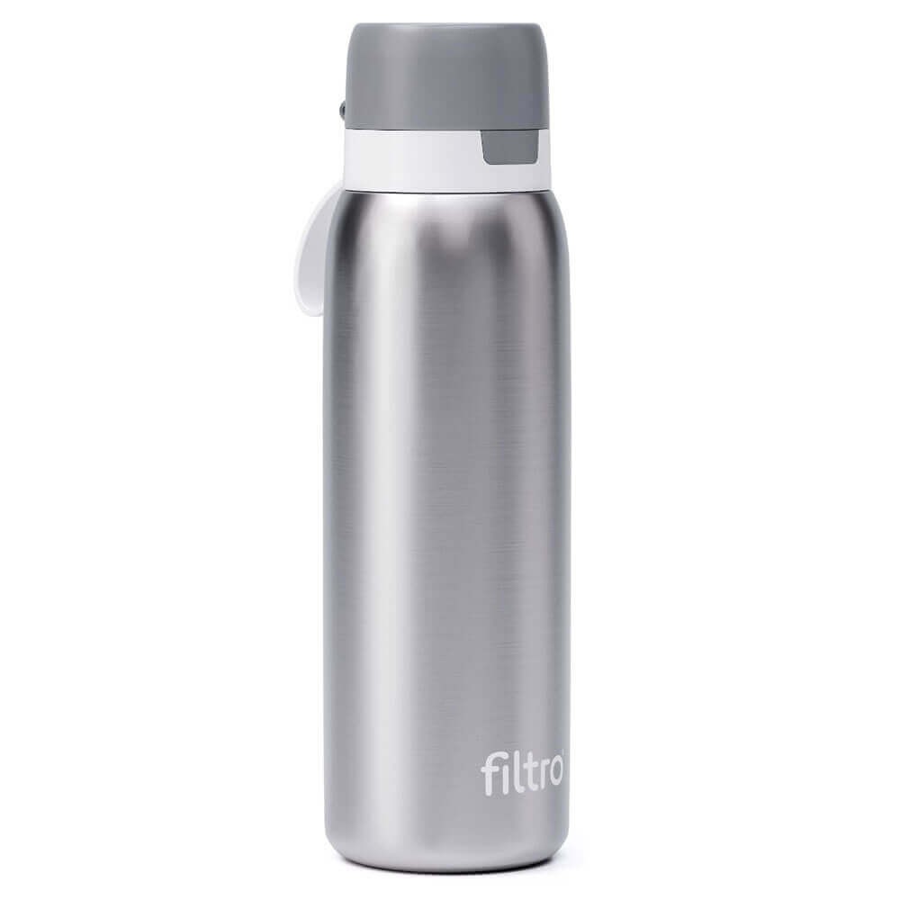 Termos cu filtru carbon activ FILTRO THERMO PURE 740 CB, perete dublu cu vacuum, izolare 12 ore, inox argintiu 740 ml