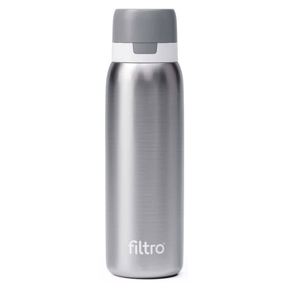 Termos cu filtru carbon activ FILTRO THERMO PURE 740 CB, perete dublu cu vacuum, izolare 12 ore, inox argintiu 740 ml