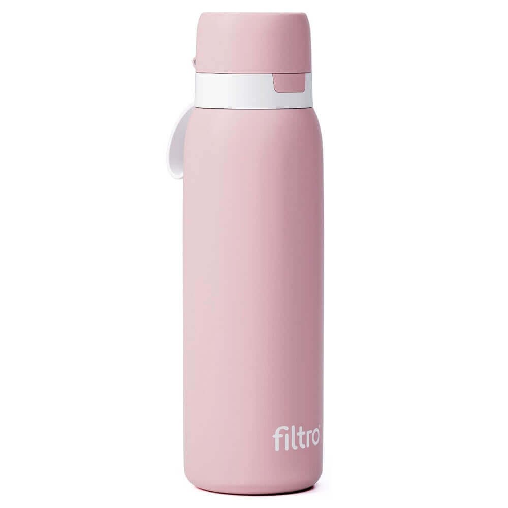 Termos cu filtru carbon activ FILTRO THERMO PURE 740 CB, inox cu perete dublu vacuum, izolare 12 ore, 740 ml, culoare roz