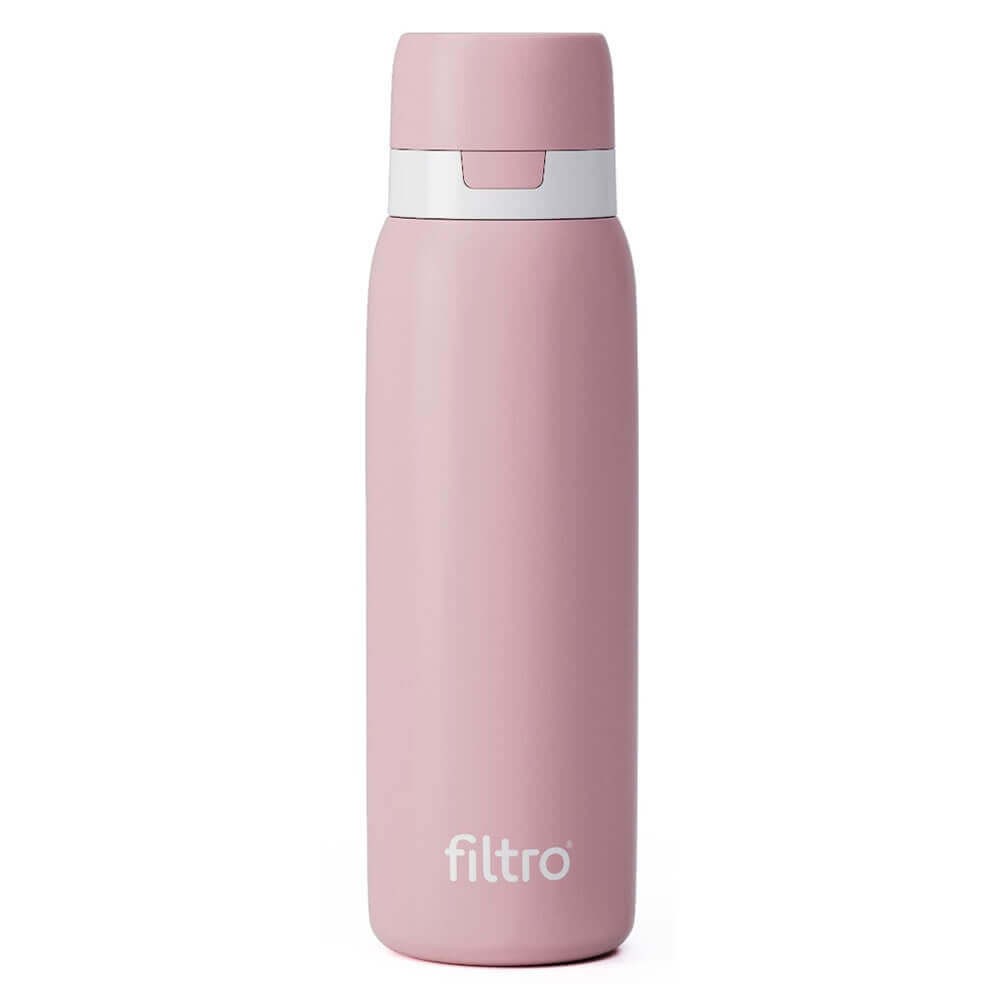 Termos cu filtru carbon activ FILTRO THERMO PURE 740 CB, inox cu perete dublu vacuum, izolare 12 ore, 740 ml, culoare roz