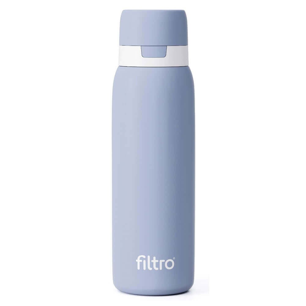 Termos cu filtru carbon activ FILTRO THERMO PURE 740 CB, inox cu perete dublu vacuum, izolare 12 ore, 740 ml, albastru