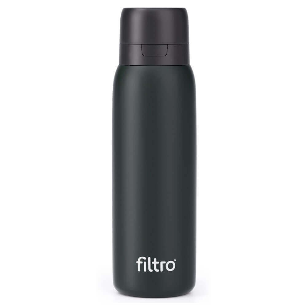 Termos cu filtru carbon activ FILTRO Thermo Pure 740 CB, otel inoxidabil cu perete dublu vacuum, capacitate 740 ml, culoare negru
