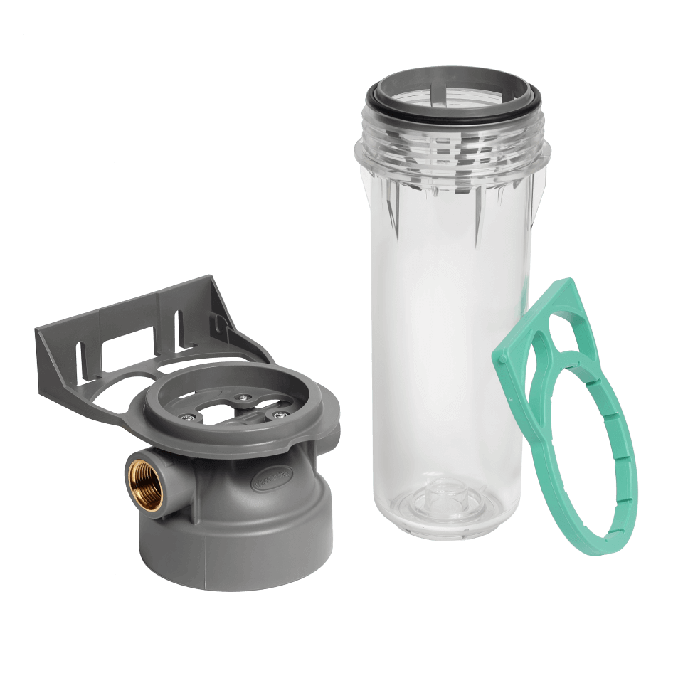 Carcasă filtru apă Ecosoft ECO 2P 9¾, bol PET transparent, racord ¾, inel de centrare pentru cartuș