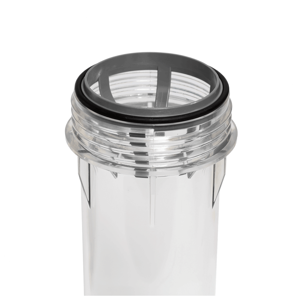 Carcasă filtru apă Ecosoft ECO 2P 9¾, bol PET transparent, racord ¾, inel de centrare pentru cartuș
