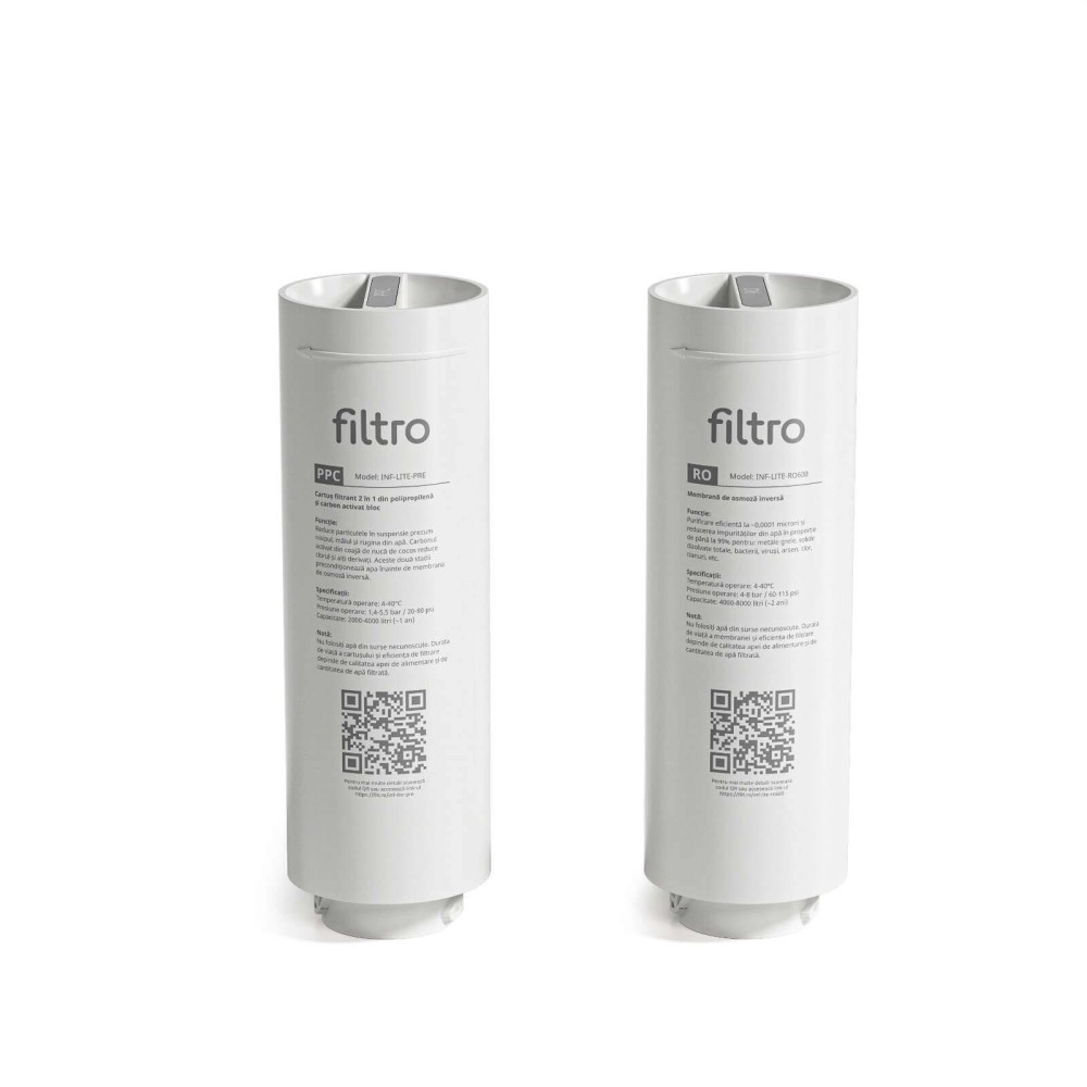 Sistem de osmoza inversa cu debit direct FILTRO INFINITY Lite DF600, capacitate membrana 600 GPD, pompa booster inclusa, 3 stadii de filtrare, fara bazin de stocare, monitorizare TDS apa filtrata
