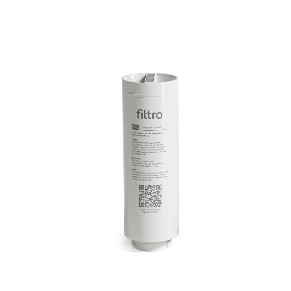 Sistem de osmoza inversa cu debit direct FILTRO INFINITY Lite DF600, capacitate membrana 600 GPD, pompa booster inclusa, 3 stadii de filtrare, fara bazin de stocare, monitorizare TDS apa filtrata
