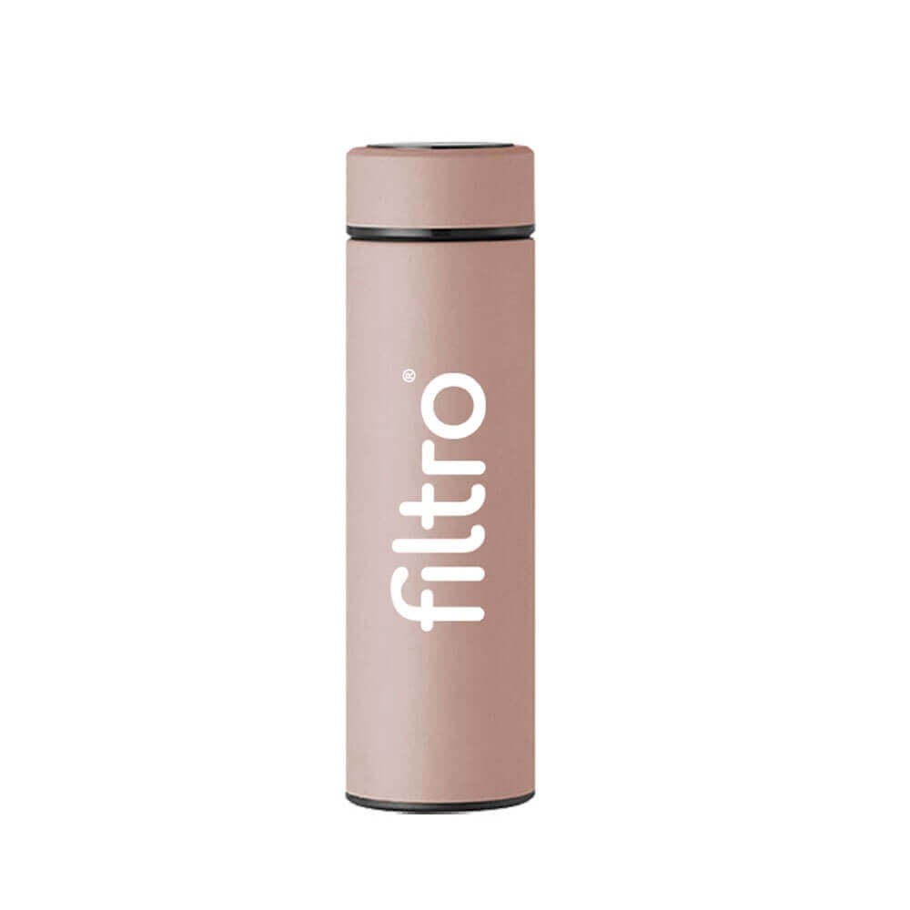 Termos FILTRO Thermo LED Pink, perete dublu din inox 304 cu afisaj tactil digital al temperaturii, infuzor inclus, capacitate 500 ml, culoare roz