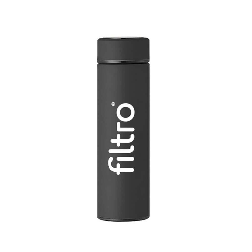 Termos FILTRO Thermo LED Black, perete dublu din inox 304, afisaj digital tactil al temperaturii, infuzor inclus, capacitate 500 ml, culoare negru