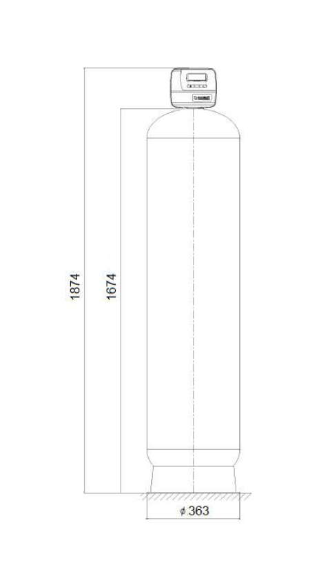 Statie de filtrare automata simplex PureTECH Clack TC 1465, valva 1 inch cu regenerare pe timp, tank fibra 14x65, presiune 2-5 bar, fara material filtrant