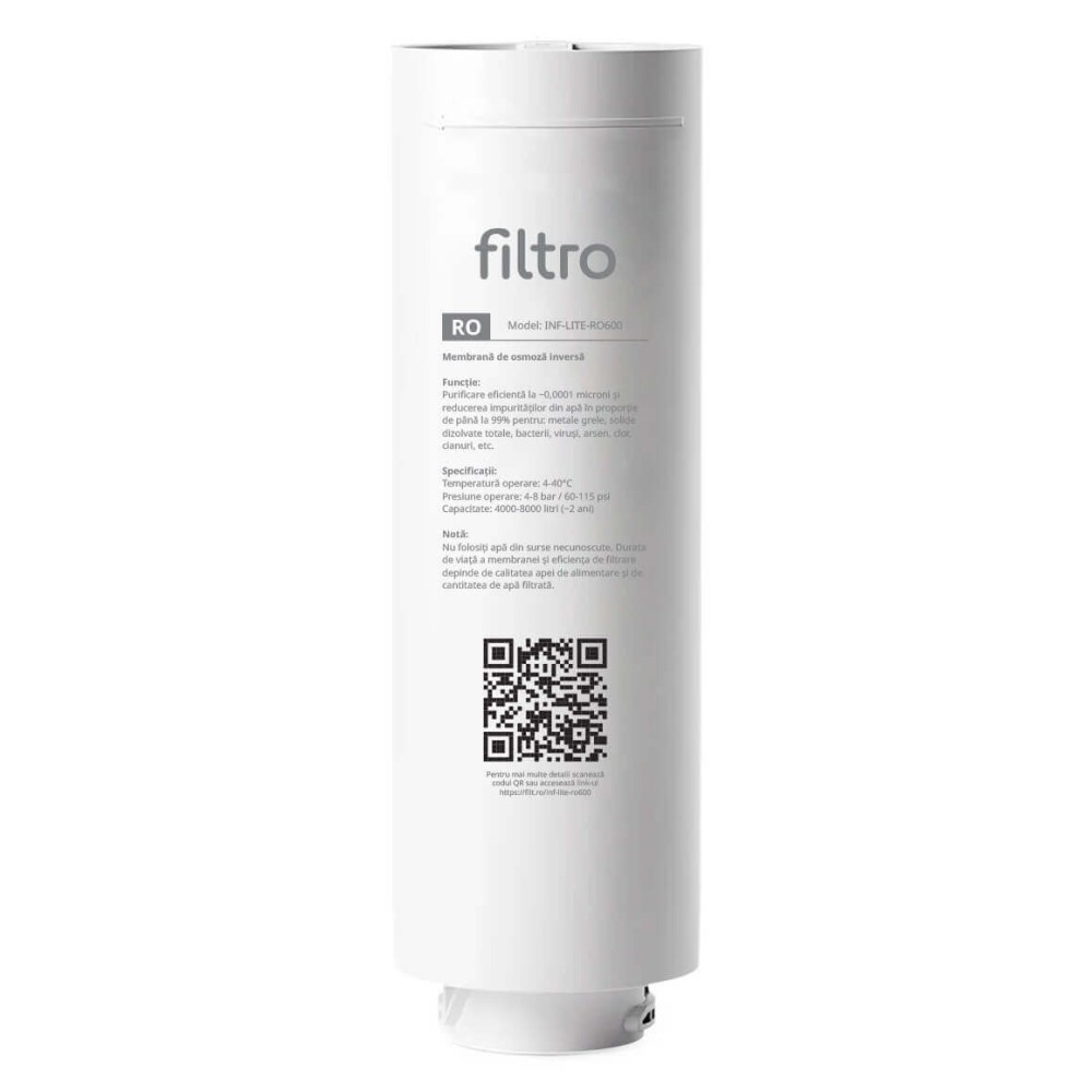Membrana osmoza inversa FILTRO INFINITY Lite RO600, capacitate 600 GPD, filtrare 0.0001 microni, sistem twist