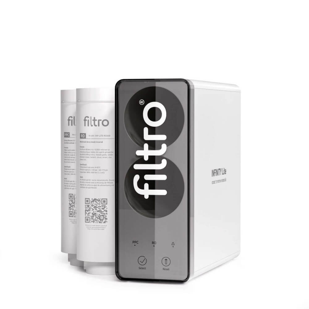 Cartus filtrare 2 in 1 FILTRO INFINITY Lite, polipropilena si carbune activat din coaja de cocos, stadiul 1, montare rapida twist
