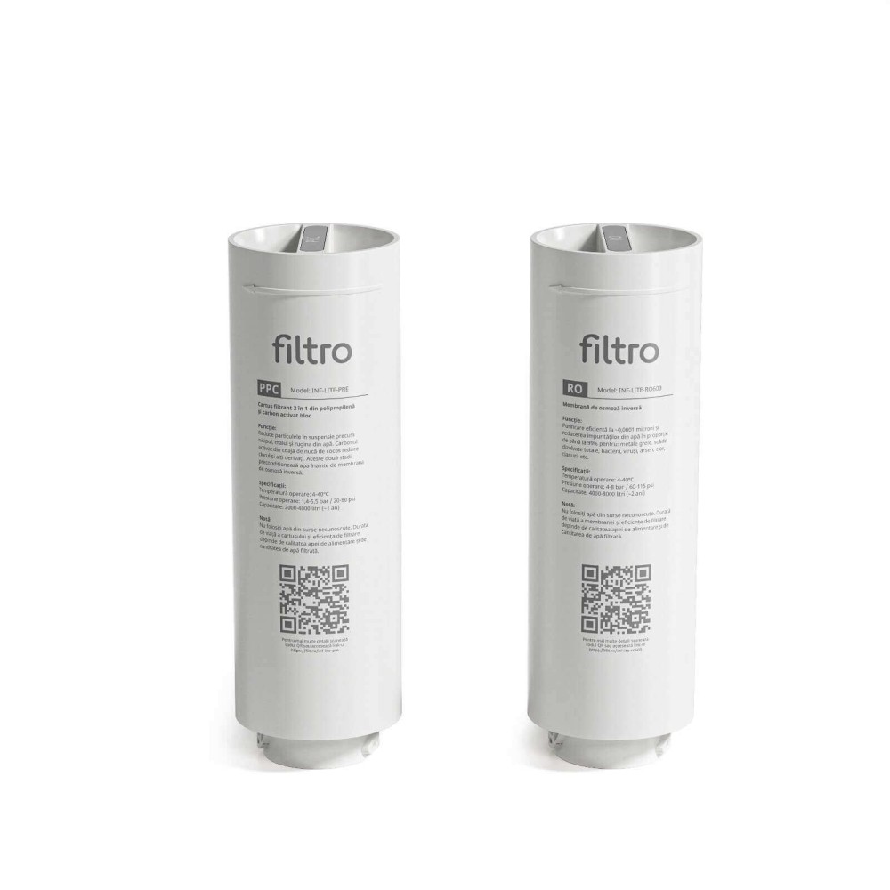 Sistem osmoza inversa direct flow FILTRO INFINITY Lite DF600-ALK3, membrana 600 GPD fara bazin, pompa booster inclusa, 4 stadii filtrare cu remineralizare ALK3 si cartuse twist
