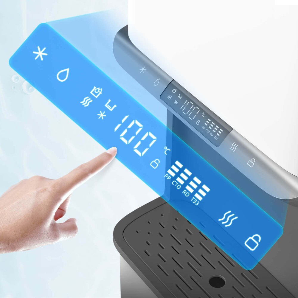 Purificator dozator de apa FILTRO Glaciar Pure, osmoza inversa 150 GPD in 5 stadii, sterilizare UVC-LED in bazin, racire cu compresor si incalzire, alimentare de la retea sau bidon