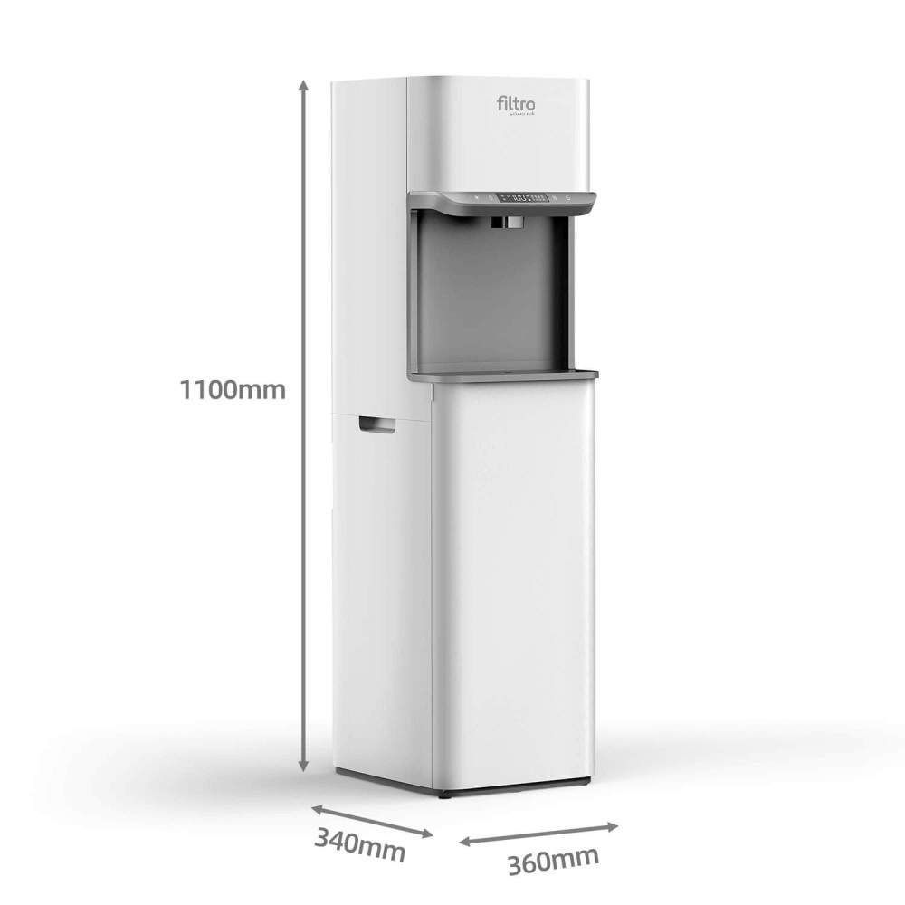 Purificator dozator de apa FILTRO Glaciar Pure, osmoza inversa 150 GPD in 5 stadii, sterilizare UVC-LED in bazin, racire cu compresor si incalzire, alimentare de la retea sau bidon