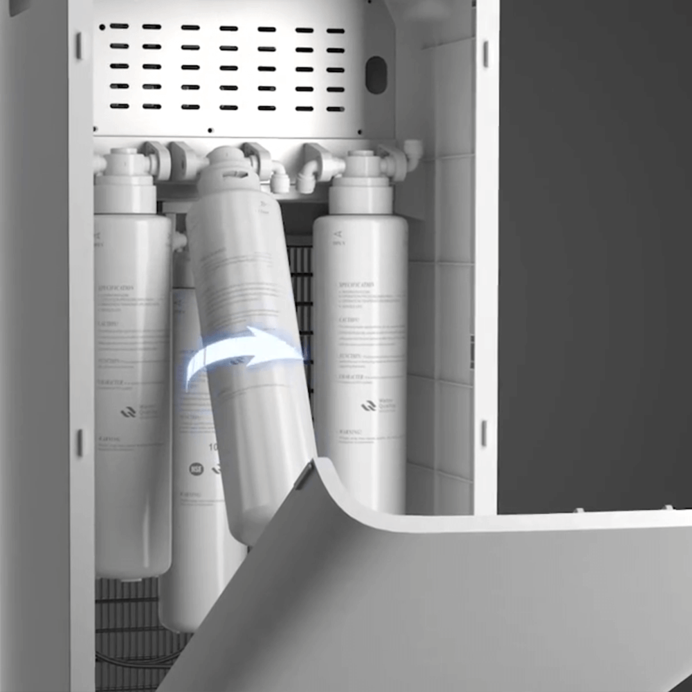 Purificator dozator de apa FILTRO Glaciar Pure, osmoza inversa 150 GPD in 5 stadii, sterilizare UVC-LED in bazin, racire cu compresor si incalzire, alimentare de la retea sau bidon