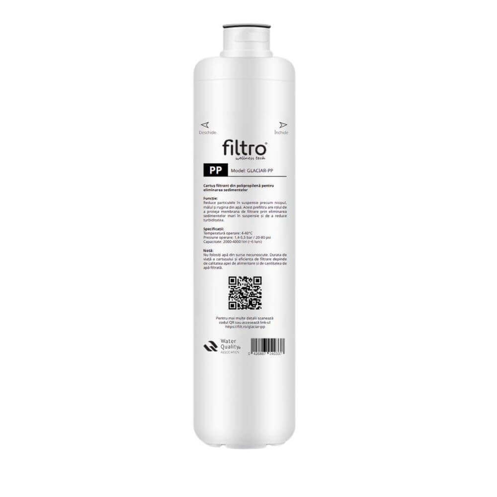 Cartus filtrant polipropilena FILTRO Glaciar PP, retinere particule peste 1 micron, montaj twist rapid pentru prefiltrare sedimente