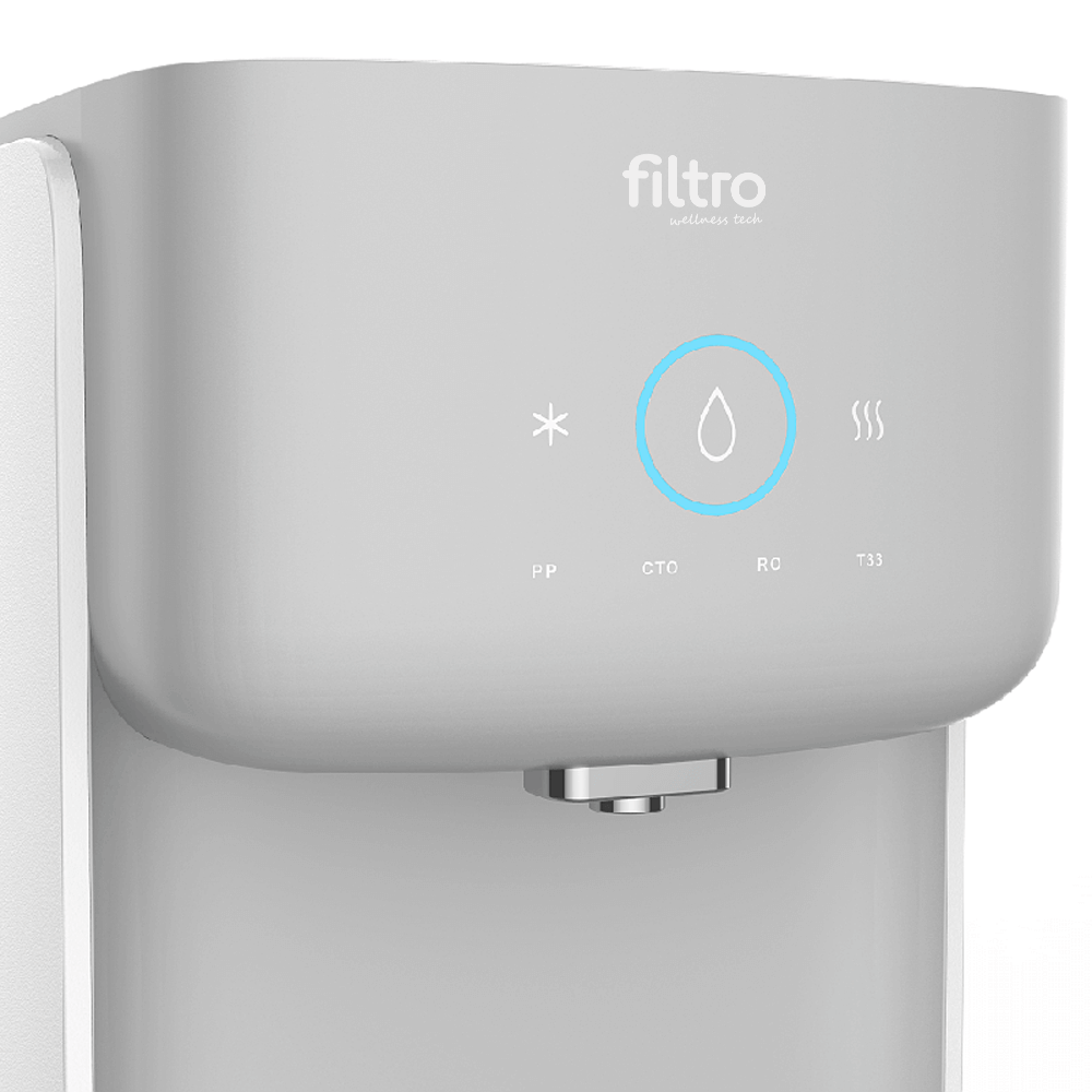 Purificator apă cu dozator FILTRO Glaciar Soda, osmoză inversă 6 stadii, sterilizare UVC-LED în bazin, funcție carbonatare CO2, apă caldă/rece/carbogazoasă, montare pe podea