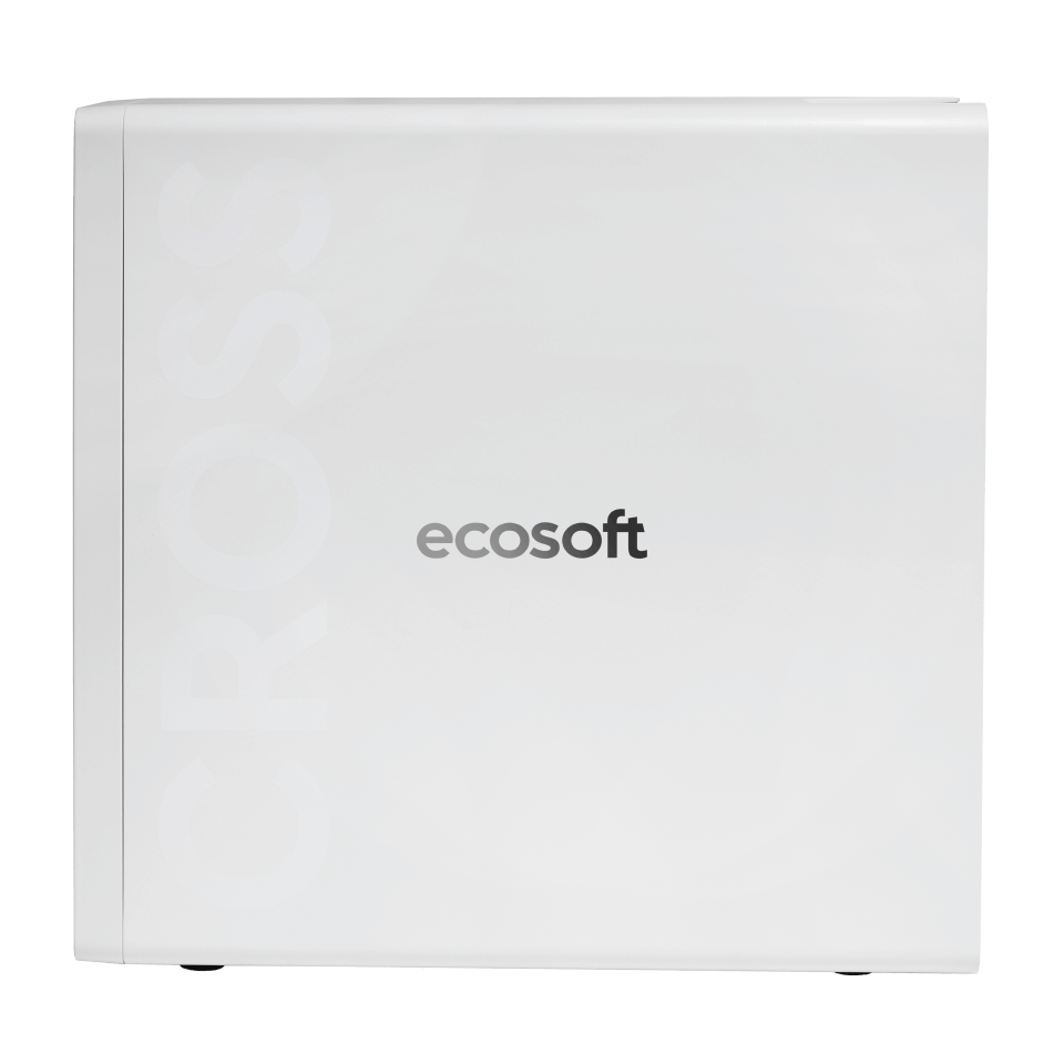 Sistem de osmoza inversa cu debit direct Ecosoft Cross90 Balance, membrana 600 GPD, 4 stadii de filtrare, pompa booster inclusa, remineralizare cu calciu, cartuse twist si indicator schimb consumabile