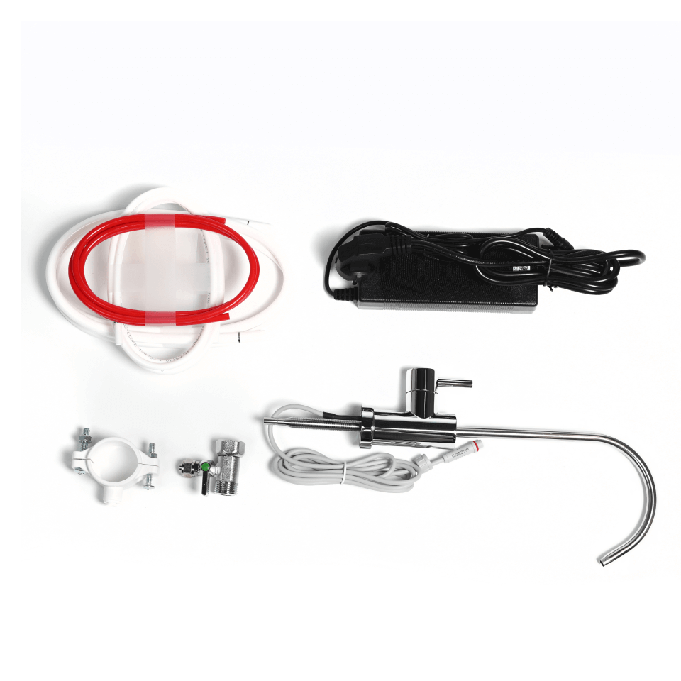 Sistem de osmoza inversa cu debit direct Ecosoft Cross90 Balance, membrana 600 GPD, 4 stadii de filtrare, pompa booster inclusa, remineralizare cu calciu, cartuse twist si indicator schimb consumabile