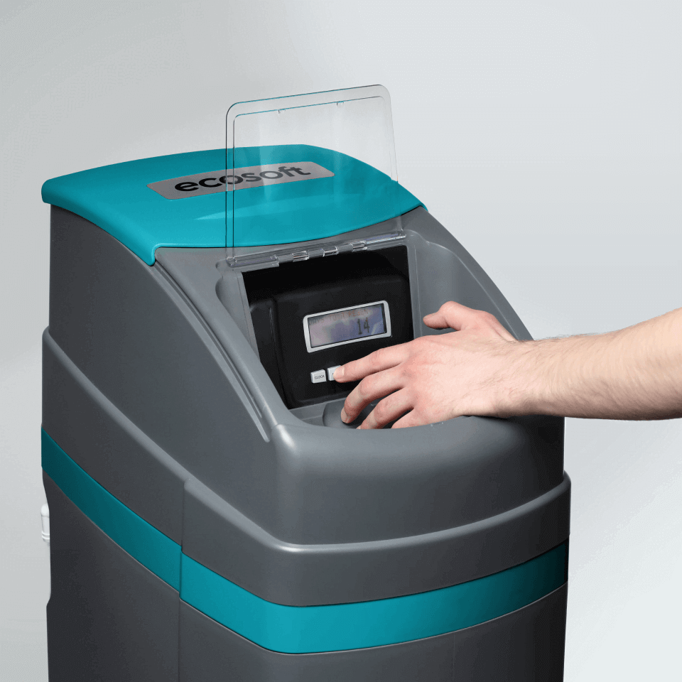 Statie de dedurizare tip cabinet Ecosoft Titanium Azure 370, 37 litri rasina Dowex HCRS/S, valva Clack WS1 CE, debit nominal 2.6 m3/ora, tanc 12x35 inch