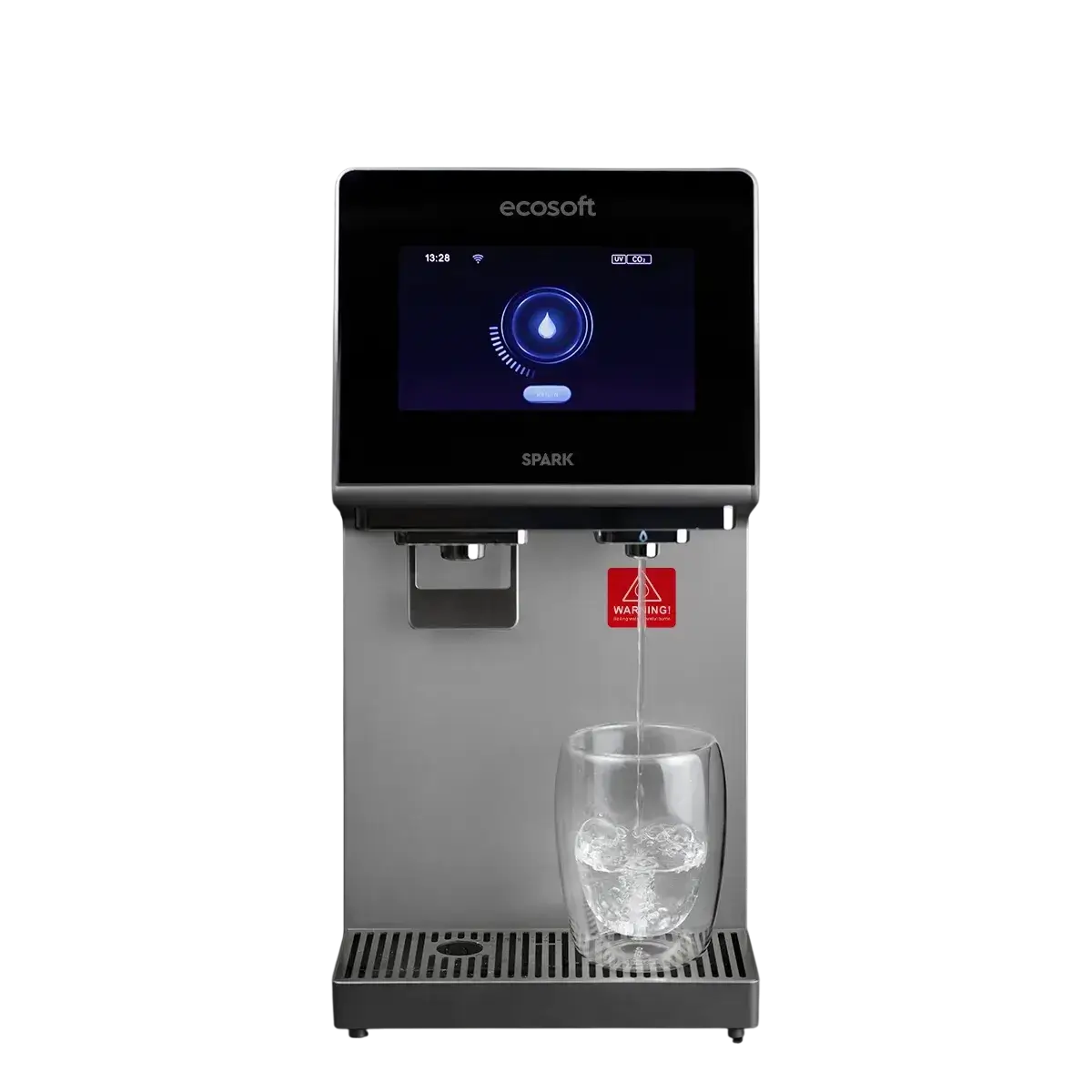 Dozator de apă cu osmoză inversă Ecosoft Spark, 4 stadii de filtrare, sterilizare UVC-LED, carbonatare, apă rece/caldă/carbo/ambient, display cu TDS, WiFi, montare pe blat