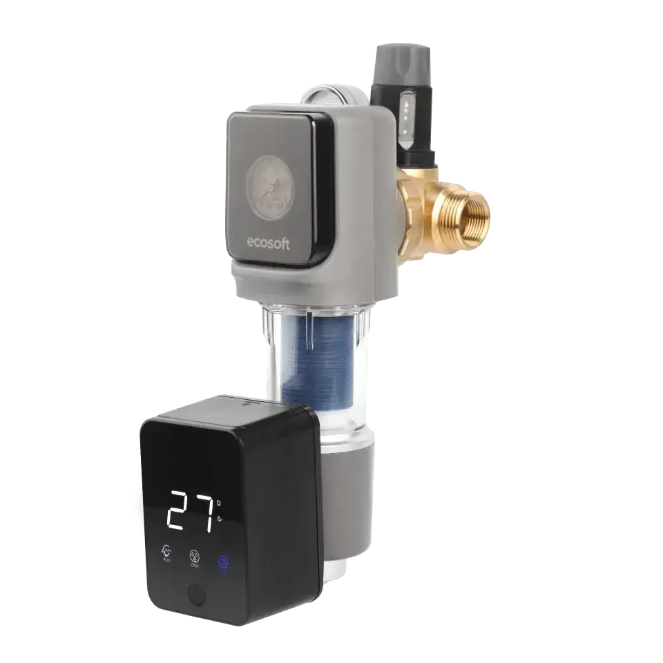 Filtru sedimente cu spalare automata Ecosoft TXHES3, conexiune 1 tol, regulator de presiune integrat, grad de filtrare 40 microni