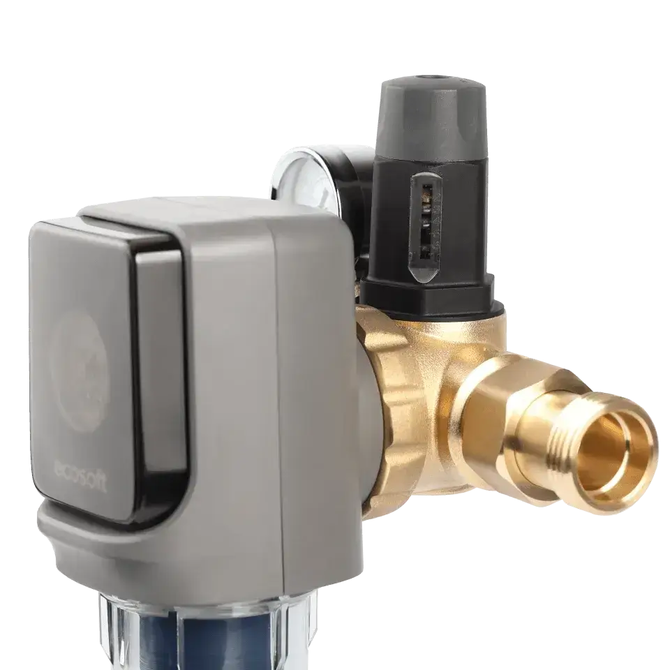 Filtru sedimente cu spalare automata Ecosoft TXHES3, conexiune 1 tol, regulator de presiune integrat, grad de filtrare 40 microni