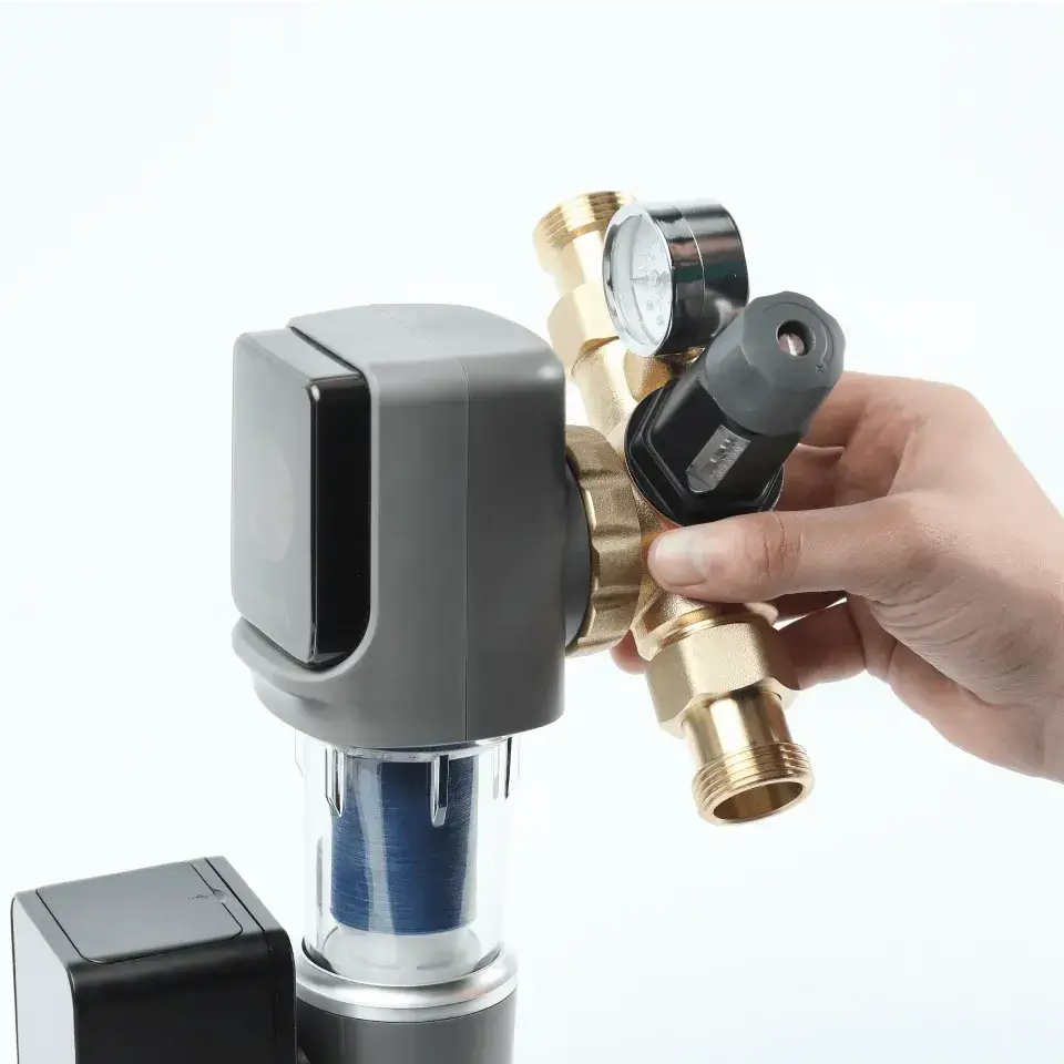 Filtru sedimente cu spalare automata Ecosoft TXHES3, conexiune 1 tol, regulator de presiune integrat, grad de filtrare 40 microni
