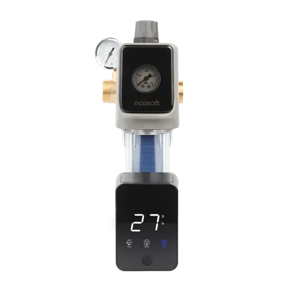 Filtru sedimente cu spalare automata Ecosoft TXHES3, conexiune 1 tol, regulator de presiune integrat, grad de filtrare 40 microni