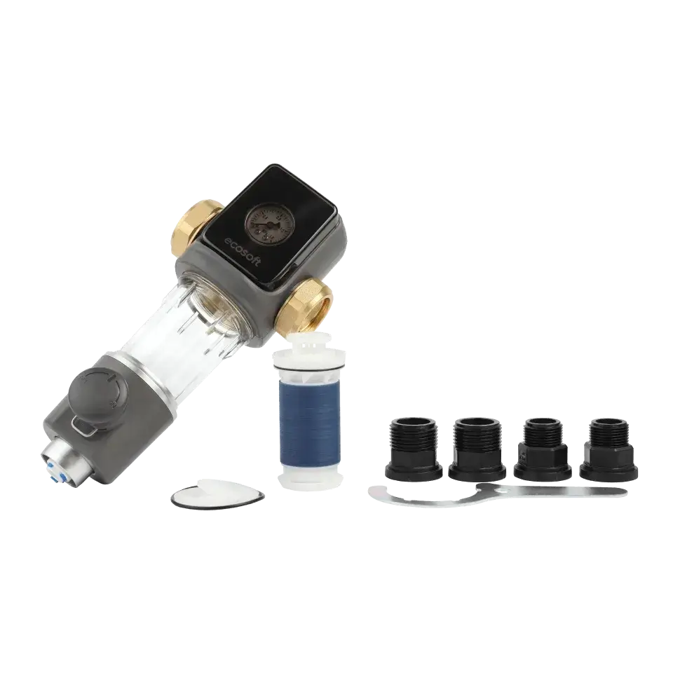 Filtru sedimente cu spalare manuala Ecosoft TXHES2, conexiune 1 tol, grad filtrare 40 microni, indeparta nisip, murdarie si rugina